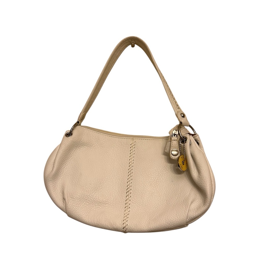 The Sak Blue Label Y2K  Off-White Leather Woven Mini Crescent Shoulder Bag